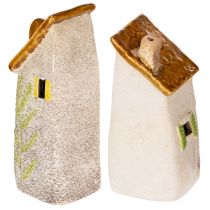 Artikel Rustikt keramikhus med lys LED, ideelt som stemningsfuld borddekoration, 15 cm, 2 stk.