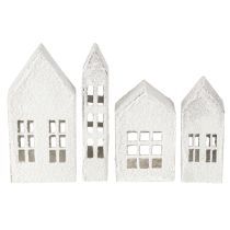 Artikel Miniaturehuse til indretning og stemning, meget dekorative, tidløst design til hjemmet, 14 cm, 4 stk.