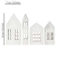 Artikel Miniaturehuse til indretning og stemning, meget dekorative, tidløst design til hjemmet, 14 cm, 4 stk.