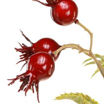 Artikel Kunstige dekorative hybengrene med 7 frugter mørkerøde 48 cm