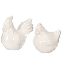 Artikel Kyllingefigur, blankglaseret, til moderne boligindretning, 17 cm, 2 stk.