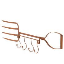 Artikel Rusten metalkrogskinne, dekorativ høgaffel, havedekoration, 4 kroge, 62 cm