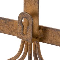 Artikel Knage til haveredskaber, havedekorationer, rive, spade og hakke; metalknagerække af rustent metal, L33,5 cm