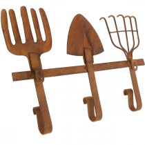 Artikel Krogbar haveredskaber, havedekoration, rivespaderive, garderobe lavet af metal patina L33,5 cm