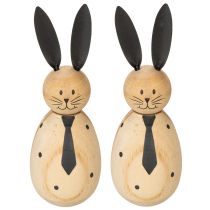 Artikel Dekorativ træfigur af kanin, perfekt til rolig og tidløs dekoration, 15 cm, 2 stk.