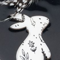 Artikel Træpåskeæg til ophængning, hvide og sorte, 10 cm, 6 stk.