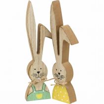 Artikel Glad kanin dekoration, forår, påskehare par, træ dekoration til at sætte H19cm 6 stk.