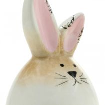 Påskehare keramik hvidt æg dekorativ figur kanin Ø6cm H11,5cm