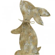 Artikel Trækanin, fjeder, påskeharesiddende, påskedekoration med naturligt mønster, hvidvasket H26cm