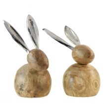 Artikel Kanin Træ Metal Natur Sølv H10/12,5cm 2 stk