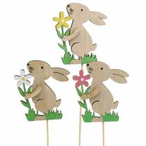 Artikel Blomsterprop kanin lavet af træ 9cm 12stk