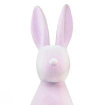 Artikel Påskehare dekorativ kanin stående flokket lilla H47cm
