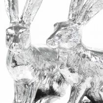 Artikel Påskehare Siddende Sølv Kanin Dekorativ Figur Påske 13cm 2stk