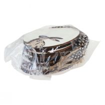 Artikel Kanin i æg træ påskeæg til ophæng hvid sort 10cm 6 stk