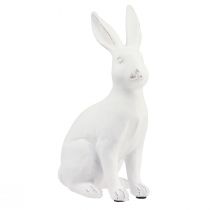 Kanin siddende dekorativ kanin kunststen dekoration hvid H27cm