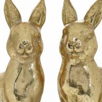 Artikel Dekorativ kanin guld siddende, kanin til at dekorere, par påskeharer, H16,5 cm 2 stk.