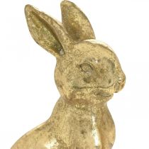 Kanin guld dekoration siddende antik look Påskehare H12,5cm 2stk