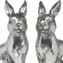 Deco kanin siddende påskedekoration sølv vintage H17cm 2stk