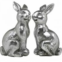 Artikel Dekorativ kanin siddende påskedekoration sølv vintage H13cm 2 stk
