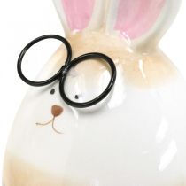 Keramiske påskeharer med glas, påskedekoration par kaniner H19cm 2 stk.