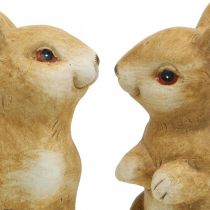 Kaninsidning, keramisk dekoration, påske, par kaniner brun H15cm sæt af 2