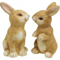 Kaninsidning, keramisk dekoration, påske, par kaniner brun H15cm sæt af 2