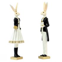 Artikel Kanin dekoration par kaniner sort guld hvid bordpynt H32cm 2stk