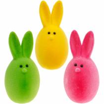 Artikel Påskeægmix med ører, flokkede kaninæg, farverig påskepynt 6 stk