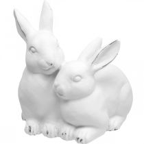 Mor kanin med barn vintage look keramik hvid 15,5×15×18cm