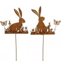Bunny flower plug rust dekorative plug metal påske 11cm 4stk