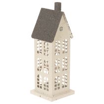 Artikel Dekorativt metalhus med vinduer og pejs, 28 cm
