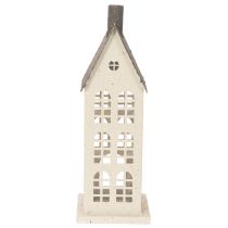 Artikel Dekorativt metalhus med vinduer og pejs, 28 cm