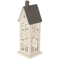 Artikel Dekorativt metalhus med vinduer og pejs, 28 cm