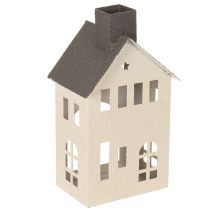 Artikel Dekorativt metalhus med skorsten og vindue, 24 cm