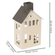 Artikel Dekorativt metalhus med skorsten og vindue, 24 cm