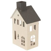 Artikel Dekorativt metalhus med skorsten og vindue, 24 cm