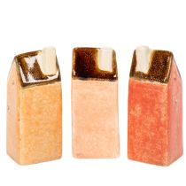 Artikel Dekorativt miniaturehus i keramik til vindueskarm, 10 cm, 3 stk.
