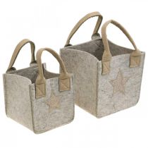 Dekorativ filtpose til planter Julepynt beige 20 / 16cm sæt med 2