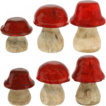 Efterårsdekoration deco-svampe lavet af træ Røde træsvampe H5-7cm 6 stk.