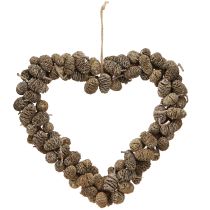 Artikel Hjertekogle med hjertedekoration, hvidvasket 24 cm