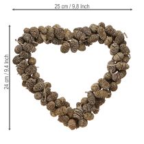 Artikel Hjertekogle med hjertedekoration, hvidvasket 24 cm