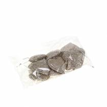 Artikel Glitterhjerte til ophængning af champagne 6cm x 6,5cm 12 stk