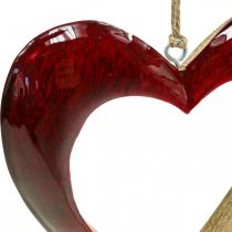 Artikel Hjerte lavet af træ, deco hjerte til at hænge, hjerte deco rød H15cm