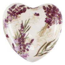 Artikel Hjerte dekoration keramisk dekoration lavendel vintage stentøj 10,5cm