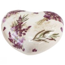 Artikel Hjertedekoration Keramisk dekoration Lavendel Borddekoration Stentøj 8,5 cm 3 stk.