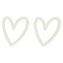 Artikel Hjertedekoration spredt dekoration hjerter træ bordpynt creme 4,5cm 48 stk