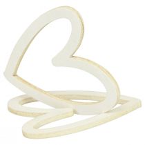 Artikel Hjertedekoration spredt dekoration hjerter træ bordpynt creme 4,5cm 48 stk