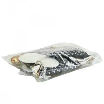 Artikel Hjerte Sort Hvid Metal Dekoration til Ophæng 7,5×11cm 4 stk