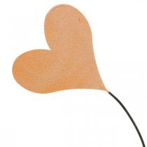 Bordpynt hjerter bryllup, hjertedekoration metal orange/gul H40cm 3stk