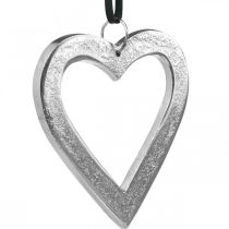 Hjerte til at hænge, metaldekoration, jul, bryllupsdekoration sølv 11 × 11cm